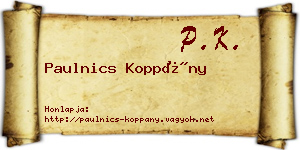 Paulnics Koppány névjegykártya